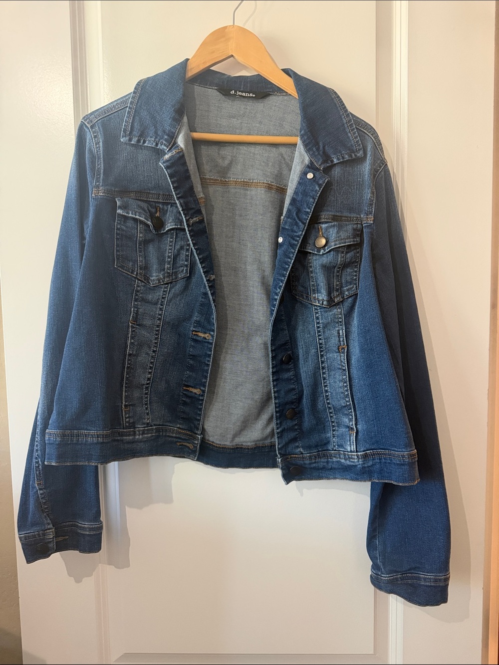 d. jeans Dark Blue Denim Jacket with Classic Pocket Detail